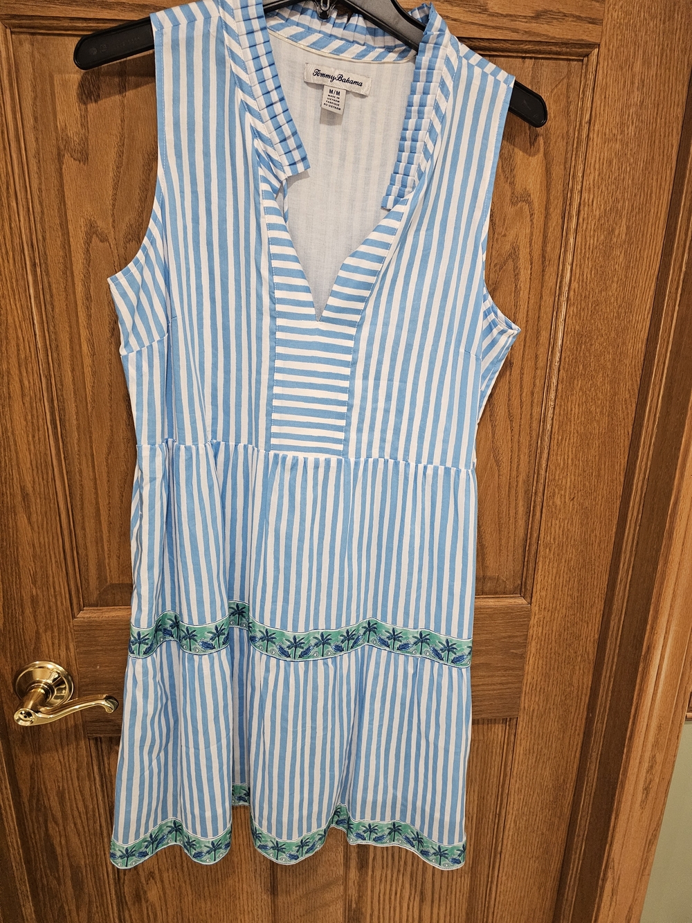 Tommy Bahama White and Light Blue Striped Shirt